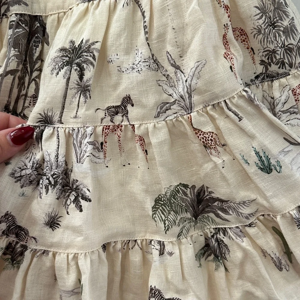 100% Linen & Cotton Kids Dress with Tropical Print